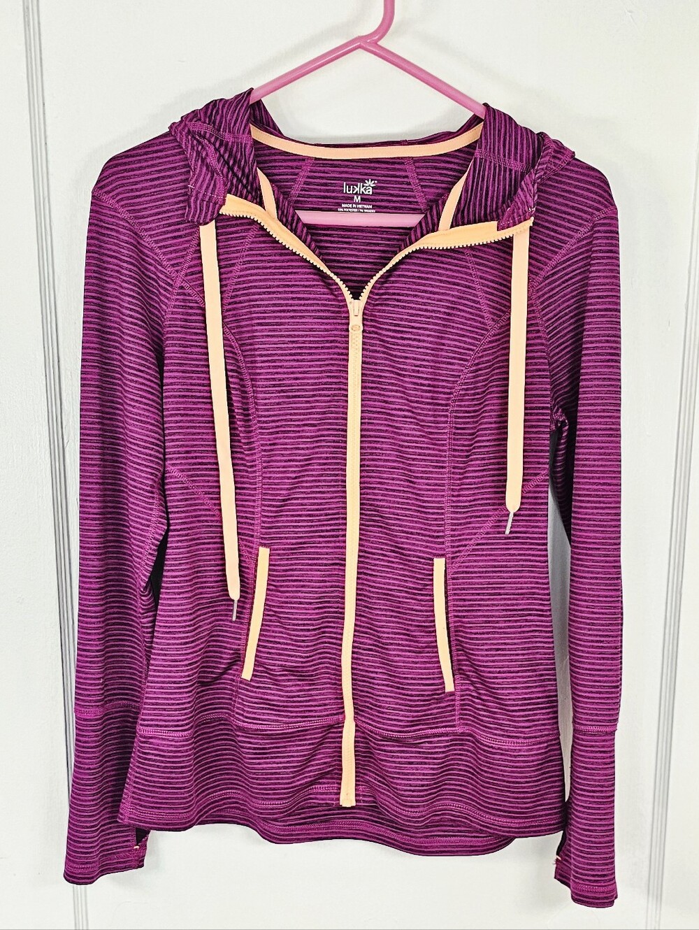 lukka Purple Striped Zip Up Hoodie